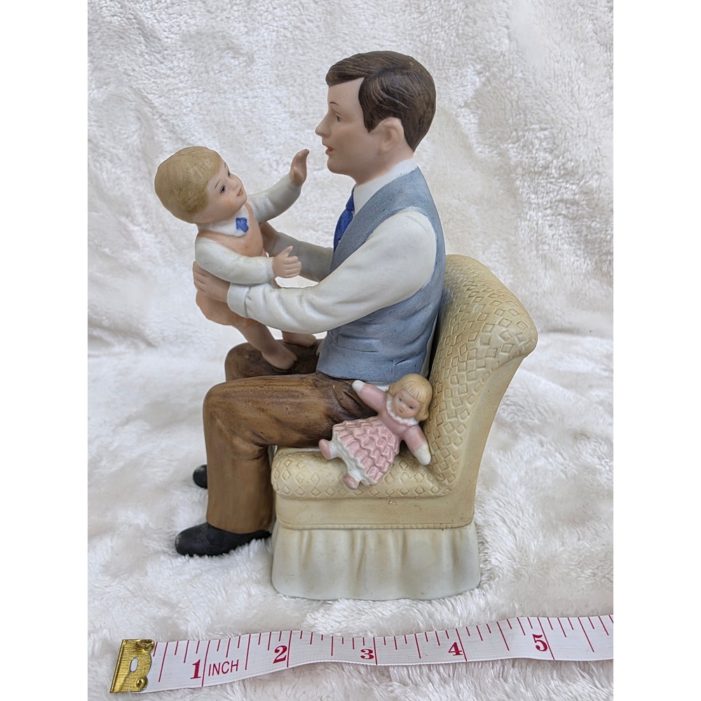 Fathers Day‎ Gift. Father Holding Baby Porcelain Figurine Vintage #1746